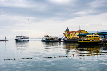 Historical Port view in Pasaport District. Pasaport District is populer tourist attraction in Izmir.