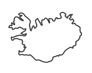black abstract outline of Iceland map- vector illustration