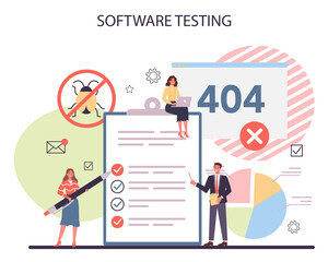 Testing software concept. Application or website code test process.