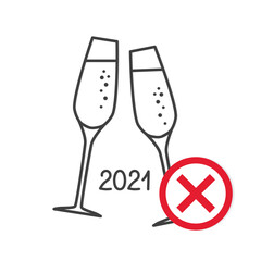 New Year's Eve party events cancelled due to coronavirus pandemic concept- vector illustration