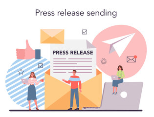 Press release concept. Mass media publishing, daily news