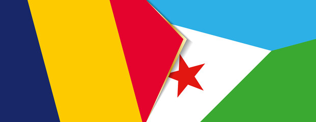 Chad and Djibouti flags, two vector flags.