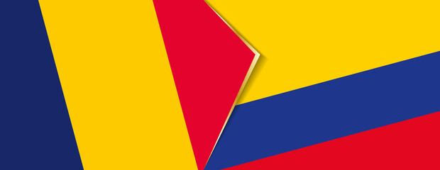 Chad and Colombia flags, two vector flags.