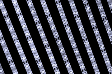 LED strip lights on black background