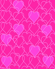 Obraz na płótnie Canvas valentine seamless pattern with stylized artistic hand drawn hearts