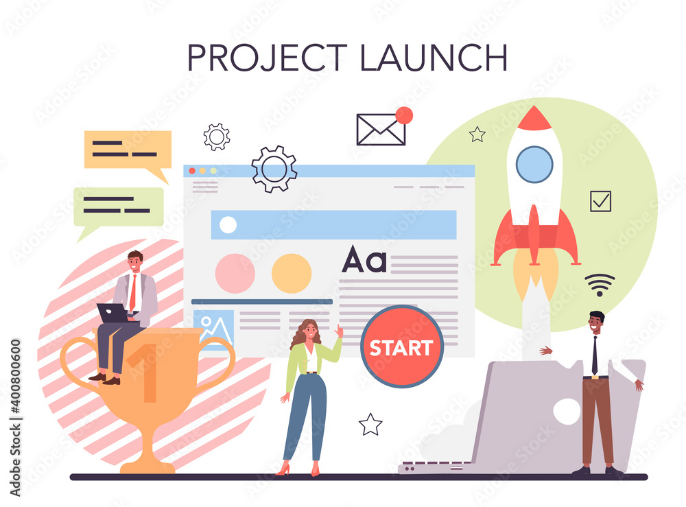 Aufkleber website development. support and development service. web page