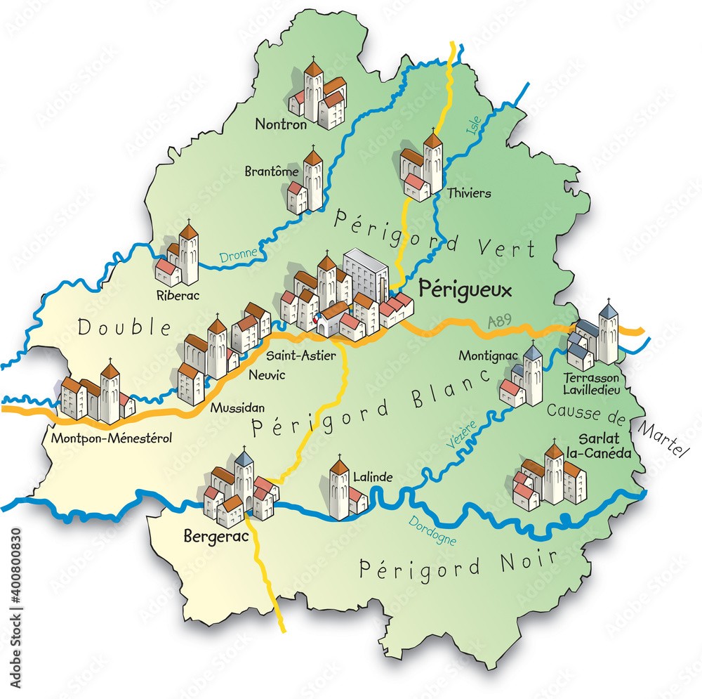 Canvas Prints 24 Carte du département de la Dordogne