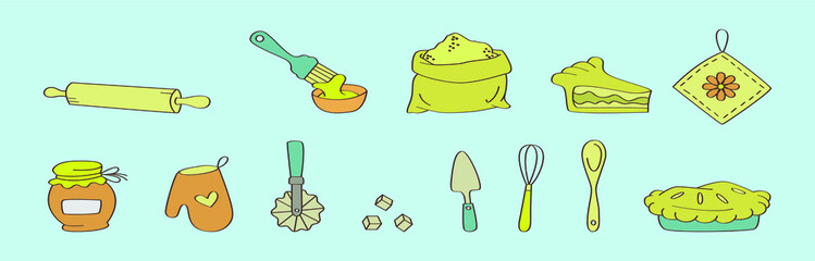 set of pie cartoon icon design template with various models. vector illustration isolated on blue background