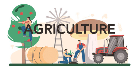 Agriculture typographic header. Farming food cultivation and production