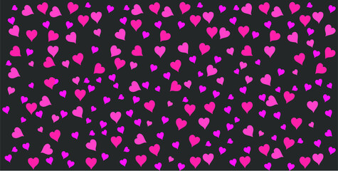 valentine seamless pattern with stylized artistic hand drawn hearts
