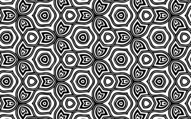 Black white artistic pattern of geometric shapes in the national Mexican, African, Indian style. Ethnic background for coloring, wallpaper, textiles.