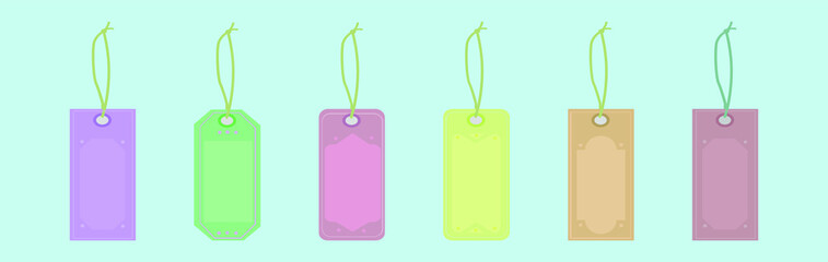 set of labels cartoon icon design template with various models. vector illustration isolated on blue background