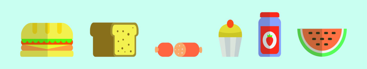 set of picnic cartoon icon design template with various models. vector illustration isolated on blue background