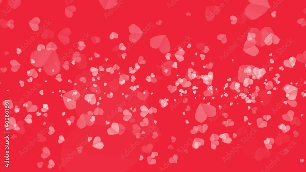 Poster paper heart shape animation moving out from center with red background. 4k 3d seamless loop motion g
