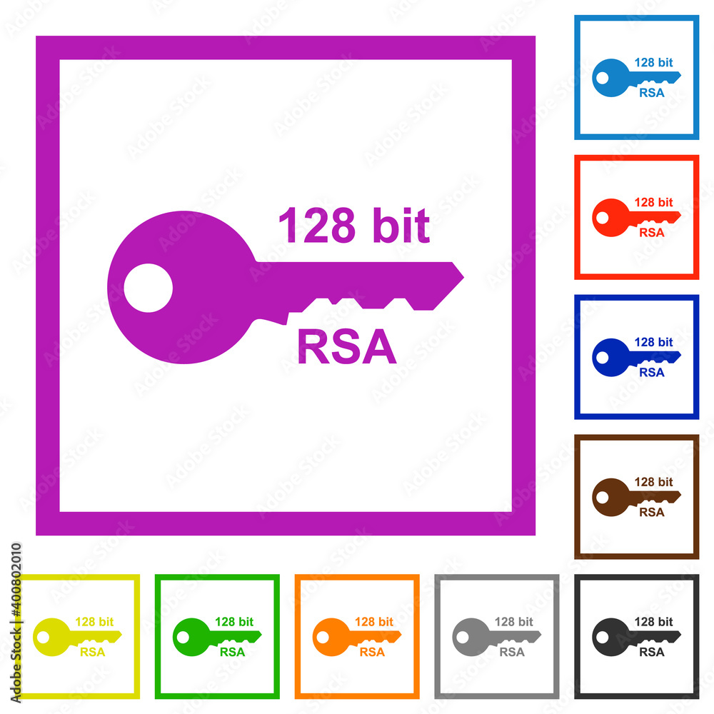 Poster 128 bit rsa encryption flat framed icons