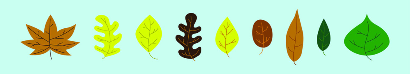 Obraz premium set of leaves cartoon icon design template with various models. vector illustration isolated on blue background