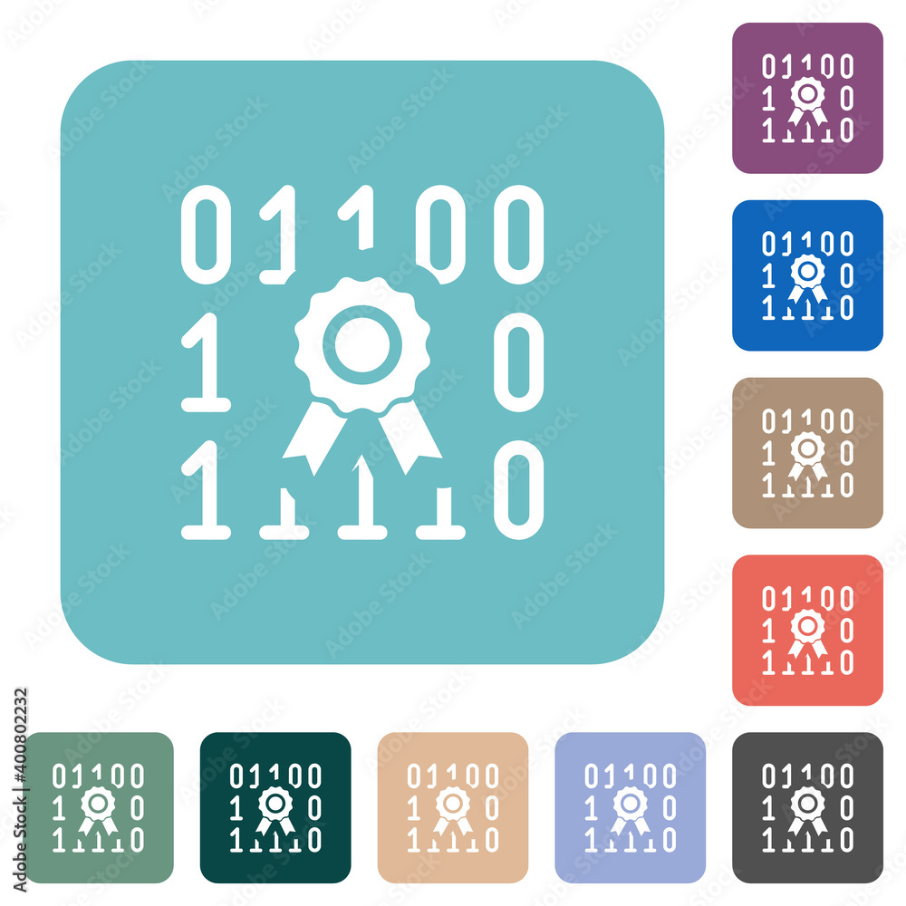 Poster digital certificate rounded square flat icons