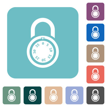 Locked round combination lock rounded square flat icons