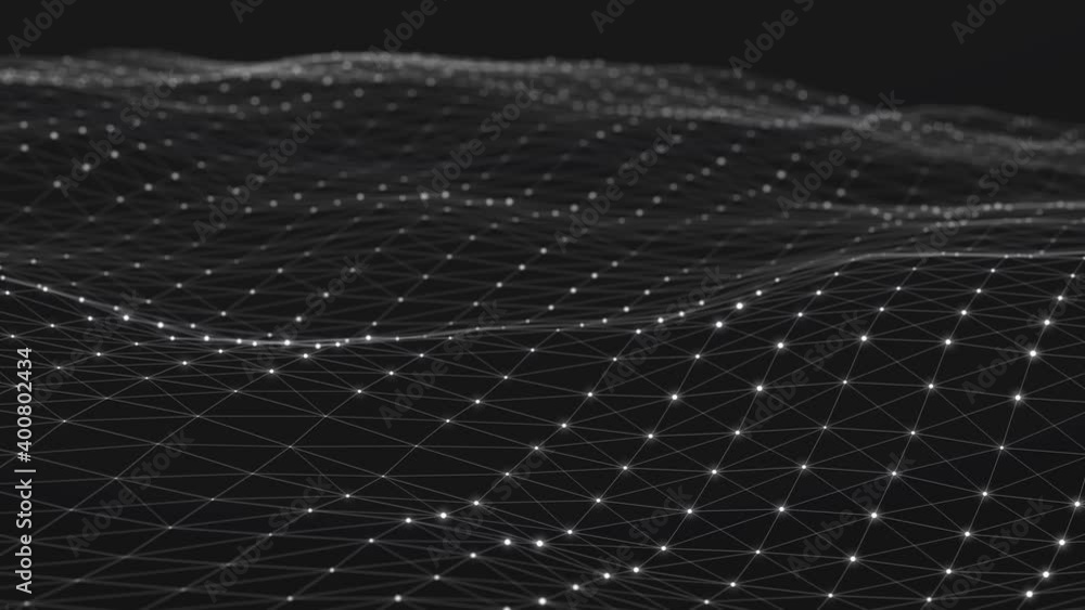 Leinwandbilder digital background. abstract wave with connected dots and lines. network connection structure. 3d re