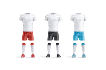 Blank white bavaria and juventus team soccer uniform mockup, isolated