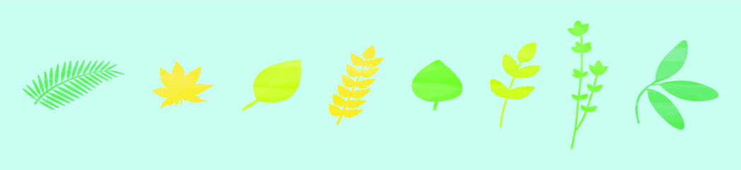 set of plants with leaves cartoon icon design template with various models. vector illustration isolated on blue background