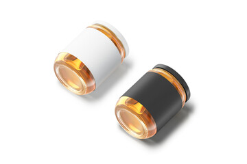 Blank glass jar, black and white label and honey mockup