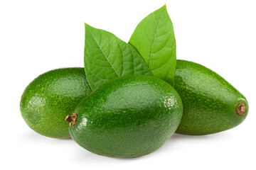 fresh avocado with slices isolated on white background. top view. clipping path