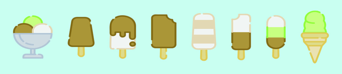 set of ice cream cartoon icon design template with various models. vector illustration isolated on blue background
