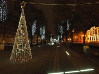 Christmas Decorations on the street of Szczecin Poland © Bluemoment72