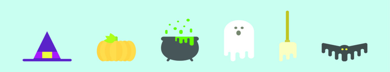 set of halloween elements cartoon icon design template with various models. vector illustration isolated on blue background