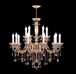 Retro chandelier  isolated on black background