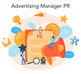 Advertsing manager concept. Commercial advertisement and communication