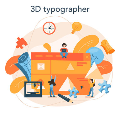 3D Printing technology concept. 3D printer equipment and engineer