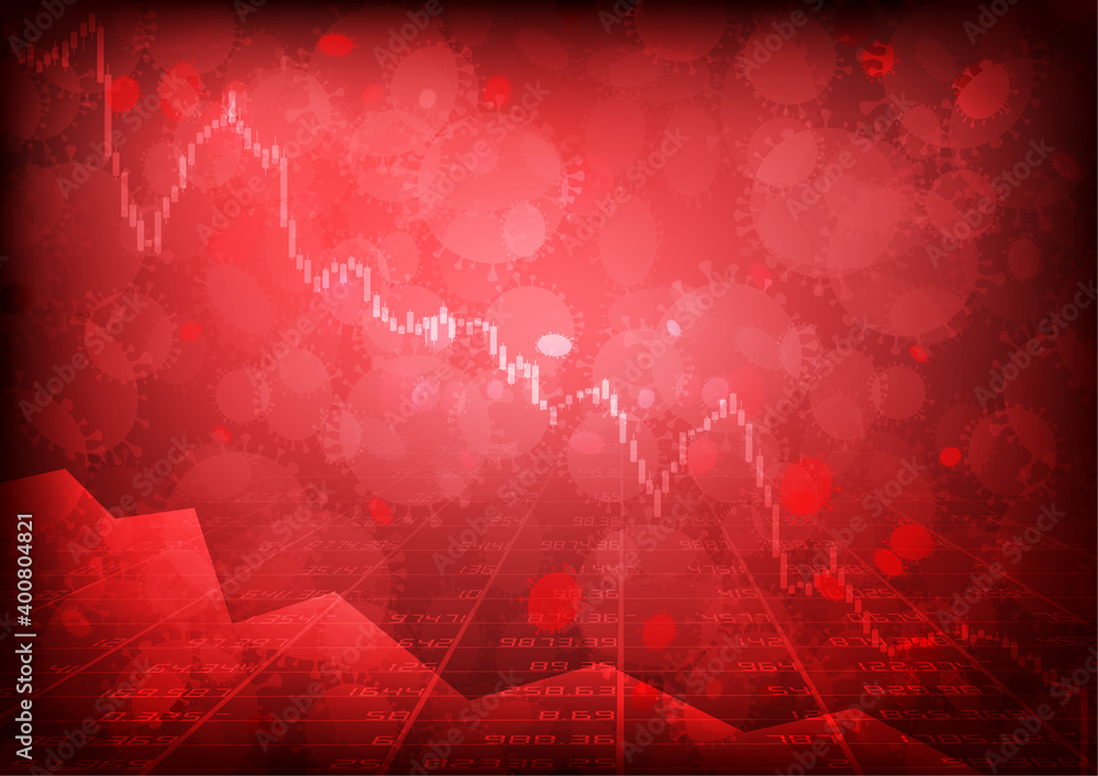 Poster vector : falling business graph with virus background