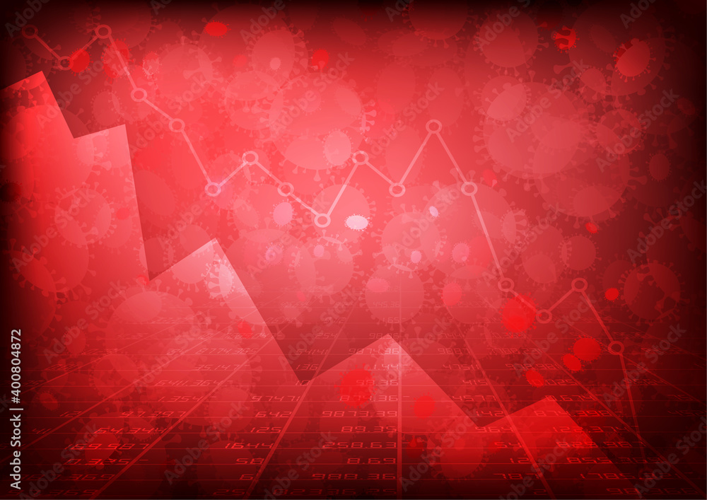 Poster vector : falling business graph with virus background