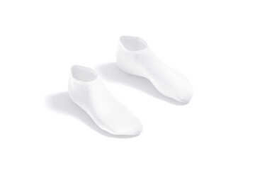 Blank white low cut socks mockup pair stand, isolated