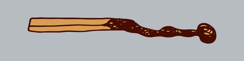Hand drawn doodle matches. Burnt wooden stick. Simple vector illustration.