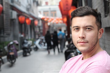 Ethnic tourist in Asian background