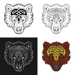 Celtic style bear head. Idea for a logo or tattoo.