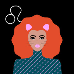 Leo woman horoscope sign. Zodiac sign. Vector illustration