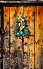 old wreath at a door