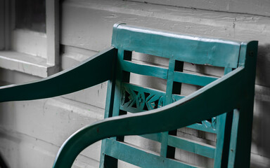 Blue Bench By The Wall