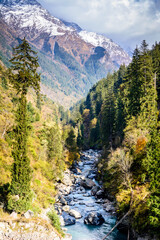 landscape of parvati river valley in Himachal Pradesh, India 