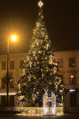 A Christmas tree at the City Hall in Lublin