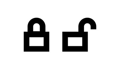 Lock icon in flat style. Security symbol vector illustration. Padlock open an closed.