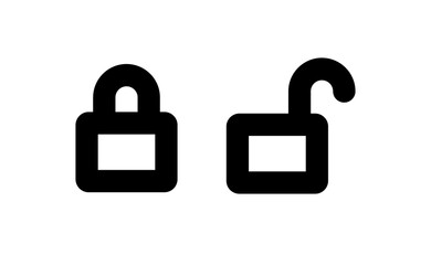 Lock icon in flat style. Security symbol vector illustration. Padlock open an closed.