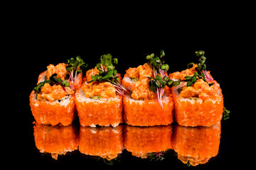 sushi with fish and vegetable ingredients