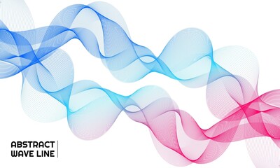 Abstract background with blue and red gradient color wave line elements. Vector illustration