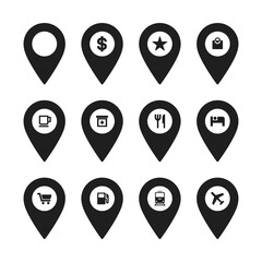 Collection of location pin icon vector illustration. Pin maps collection.