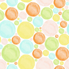 Cute, playful, and geometrical seamless pattern with watercolor technique
